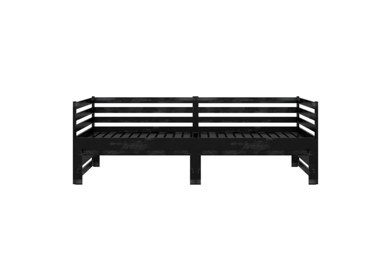 daybed med udtræk 2x(90x200) cm massivt fyrretræ sort - Sort - Møbler - Sofaer - Daybed