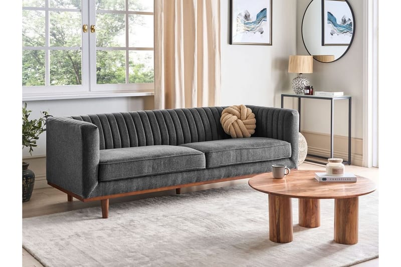 Daymian Sofa 3-personers - Grå/Mørkt træ - Møbler - Sofaer - 3 personers sofa