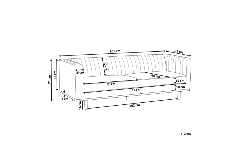 Daymian Sofa 3-personers - Brun/Mørkt træ - Møbler - Sofaer - 3 personers sofa