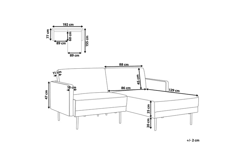 Deajna Hjørnesofa 2-personers - Rosa/Brun/Sort - Møbler - Sofaer - Hjørnesofa