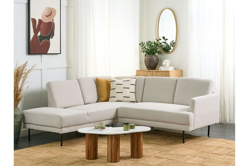 Deajna Hjørnesofa 4-personers - Beige/Sort - Møbler - Sofaer - Hjørnesofa