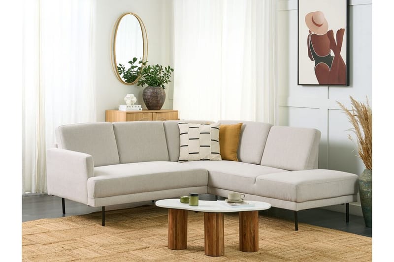 Deajna Hjørnesofa 4-personers - Beige/Sort - Møbler - Sofaer - Hjørnesofa