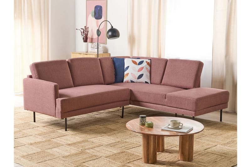 Deajna Hjørnesofa 4-personers - Rosa/Brun/Sort - Møbler - Sofaer - Hjørnesofa