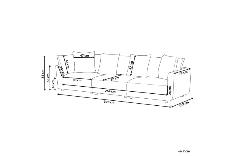 Delisha Sofa 3-personers - Hvid/Sort - Møbler - Sofaer - 3 personers sofa