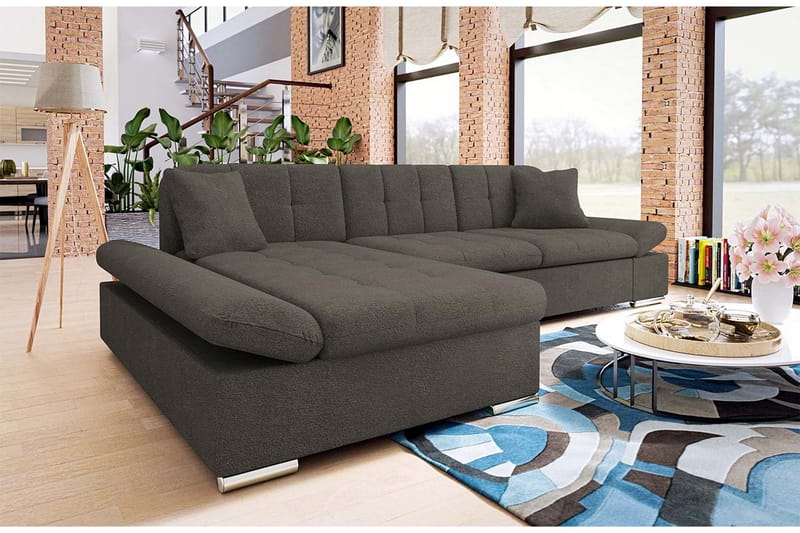 Djerra Sofa med Divan 3-personers - Brun - Møbler - Sofaer - Sofa med chaiselong