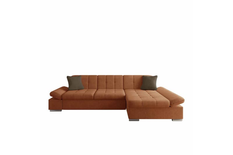 Djerra Sofa med Divan 3-personers - Orange/Brun - Møbler - Sofaer - Sofa med chaiselong