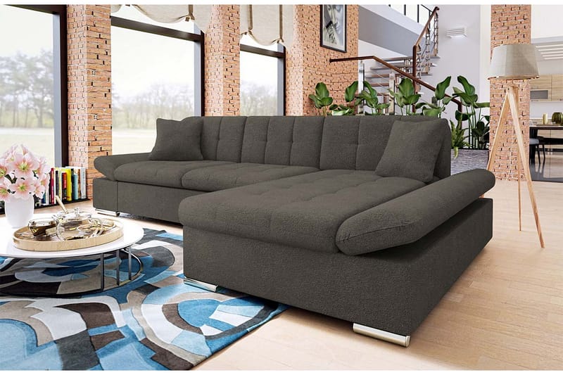 Djerra Sofa med Divan 3-personers - Brun - Møbler - Sofaer - Sofa med chaiselong