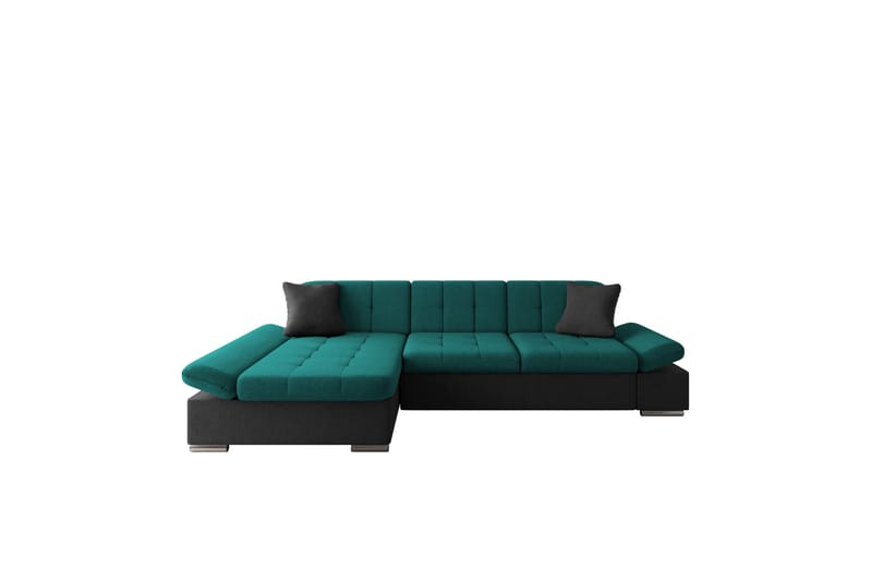 Djerra Sofa med Divan 3-personers - Sort/Grøn - Møbler - Sofaer - Sofa med chaiselong