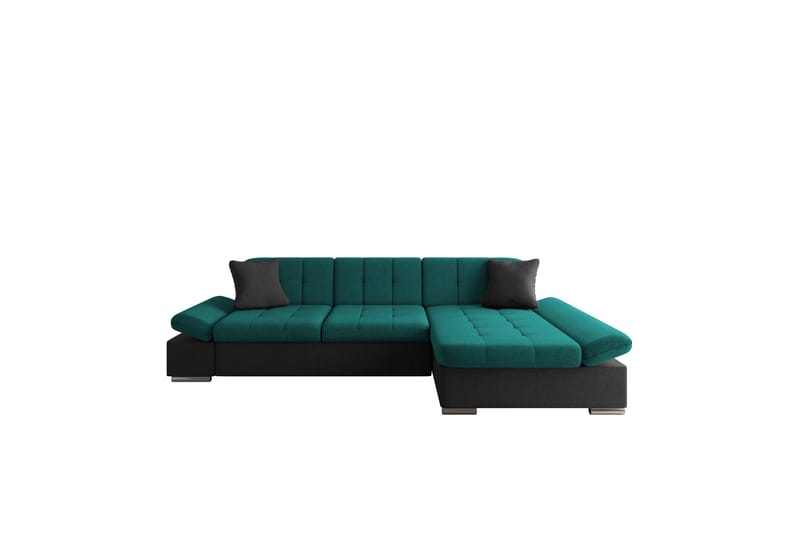 Djerra Sofa med Divan 3-personers - Sort/Grøn - Møbler - Sofaer - Sofa med chaiselong