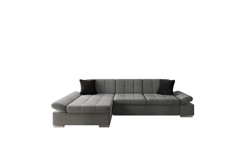 Djerra Sofa med Divan 3-personers - Grå/Sort - Møbler - Sofaer - Sofa med chaiselong