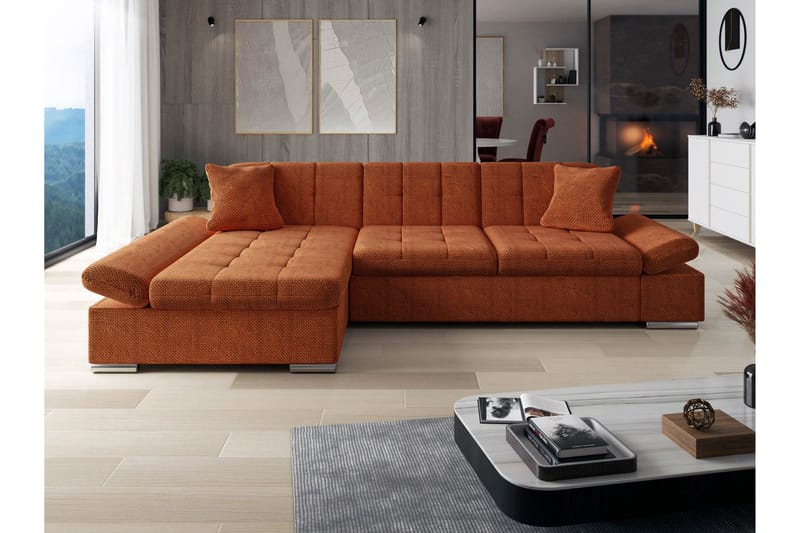 Djerra Sofa med Divan 3-personers - Orange - Møbler - Sofaer - Sofa med chaiselong