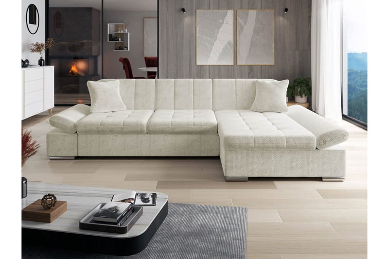 Djerra Sofa med Divan 3-personers - Beige - Møbler - Sofaer - Sofa med chaiselong