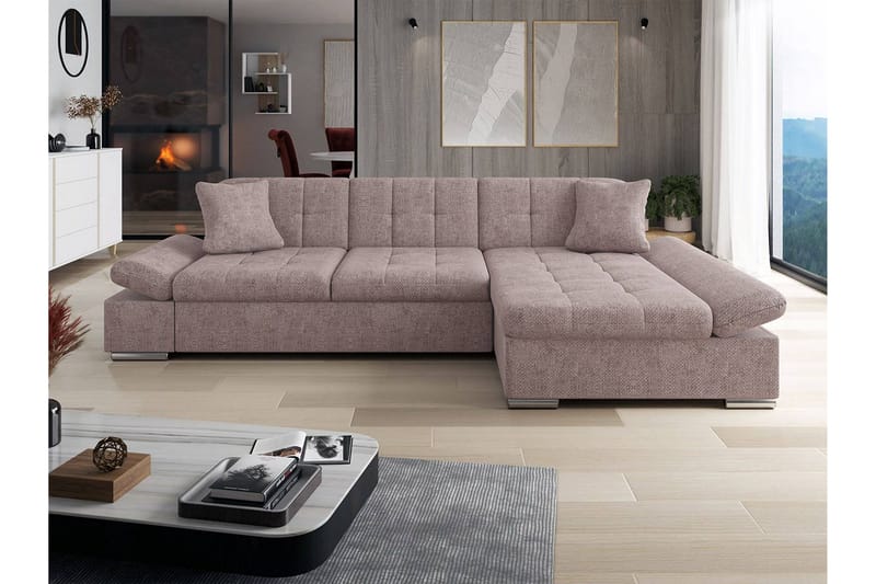 Djerra Sofa med Divan 3-personers - Beige - Møbler - Sofaer - Sofa med chaiselong