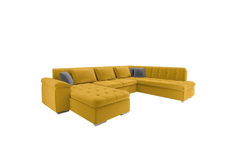 Dynir Sofa med Chaiselong og Divan 4-personers - Gul/Lys grå - Møbler - Sofaer - U Sofa