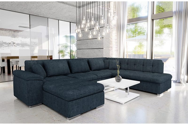 Dynir Sofa med Chaiselong og Divan 4-personers - Blå - Møbler - Sofaer - U Sofa