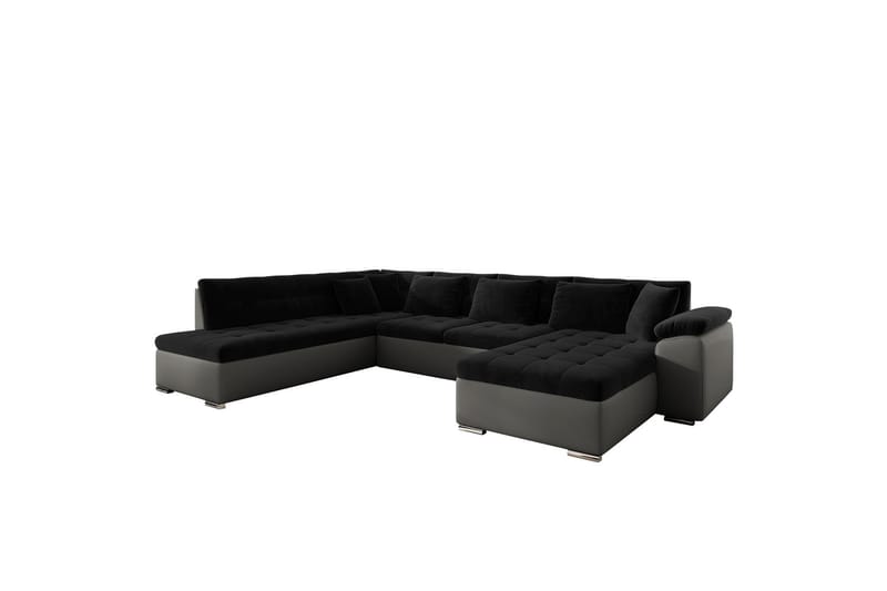 Dynir Sofa med Chaiselong og Divan 4-personers - Sort/Grå - Møbler - Sofaer - U Sofa