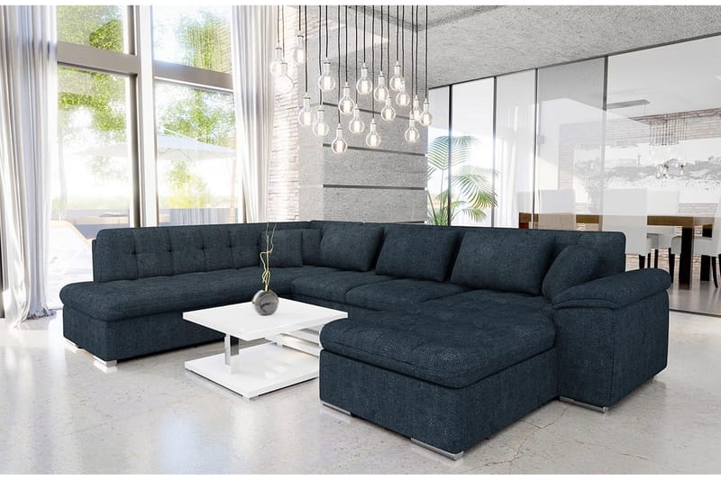 Dynir Sofa med Chaiselong og Divan 4-personers - Blå - Møbler - Sofaer - U Sofa