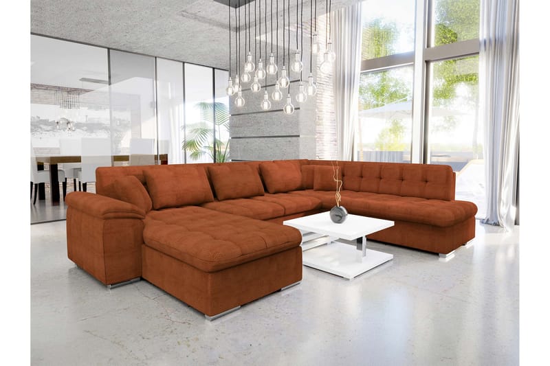 Dynir Sofa med Chaiselong og Divan 4-personers - Orange - Møbler - Sofaer - U Sofa