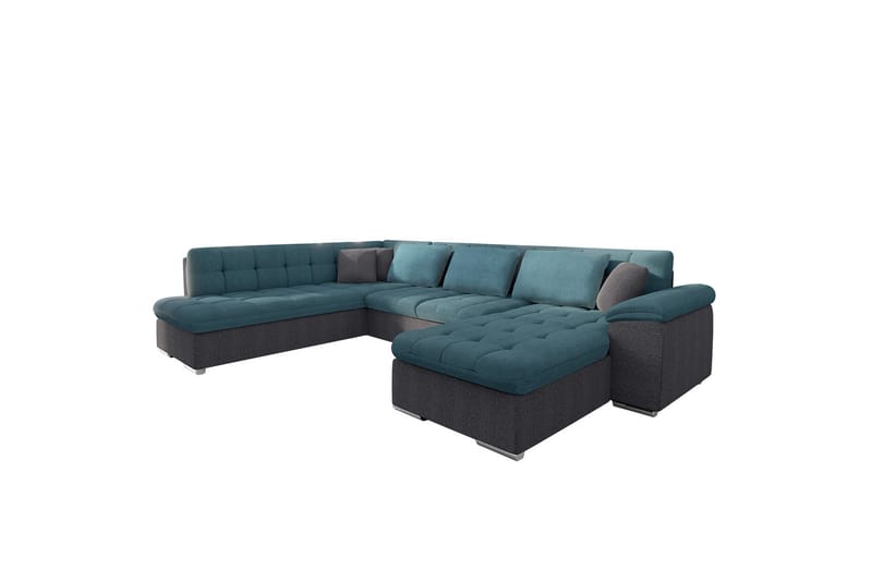 Dynir Sofa med Chaiselong og Divan 4-personers - Blå/Grå - Møbler - Sofaer - U Sofa