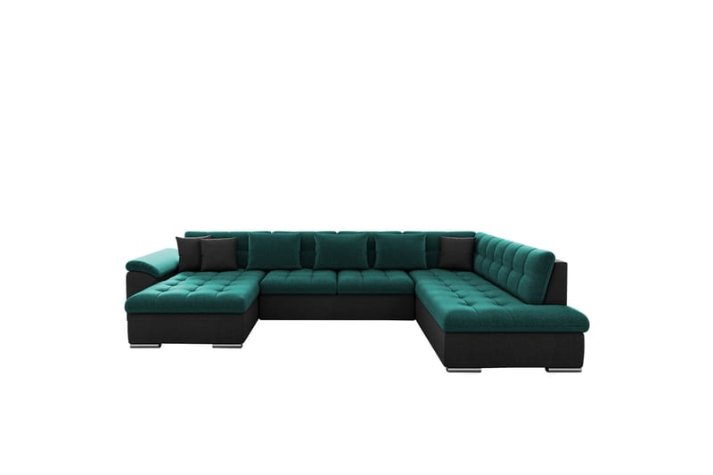 Dynir Sofa med Chaiselong og Divan 4-personers - Sort/Grøn - Møbler - Sofaer - U Sofa