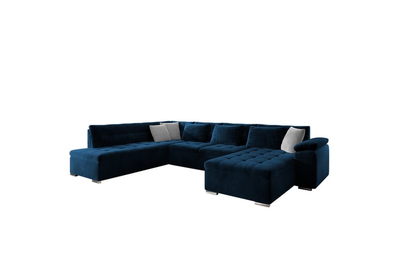 Dynir Sofa med Chaiselong og Divan 4-personers - Blå - Møbler - Sofaer - U Sofa