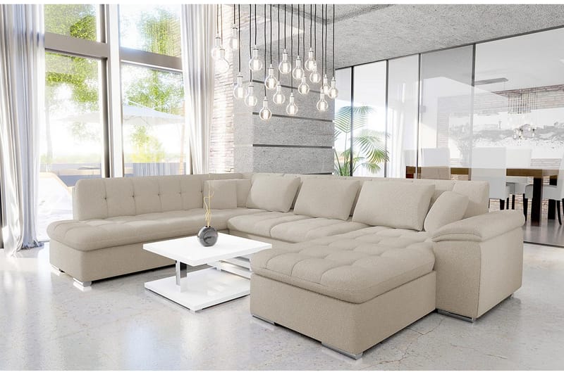 Dynir Sofa med Chaiselong og Divan 4-personers - Beige - Møbler - Sofaer - U Sofa