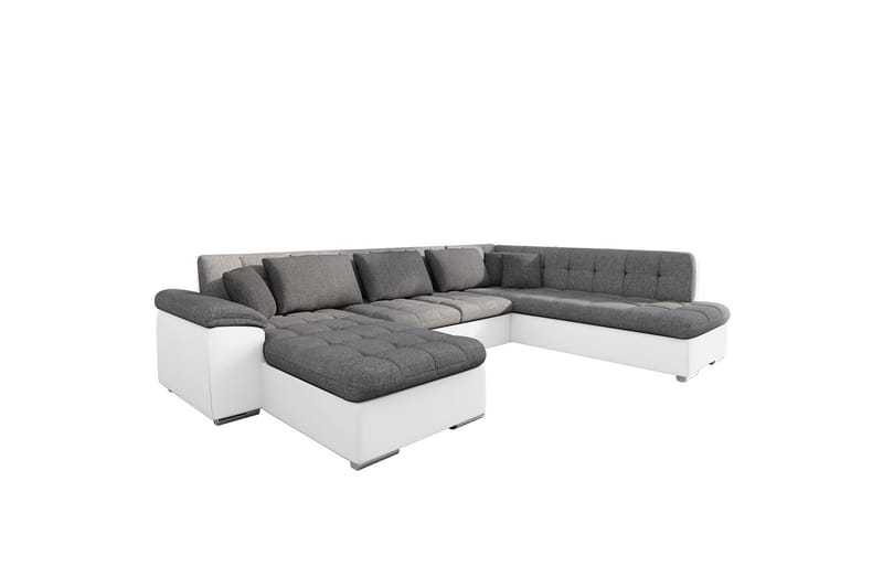 Dynir Sofa med Chaiselong og Divan 4-personers - Hvid/Grå - Møbler - Sofaer - U Sofa