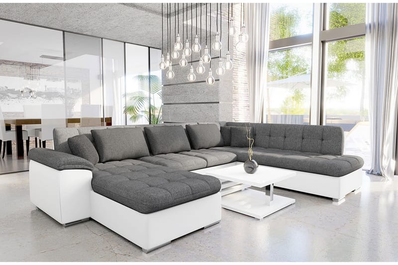 Dynir Sofa med Chaiselong og Divan 4-personers - Hvid/Grå - Møbler - Sofaer - U Sofa