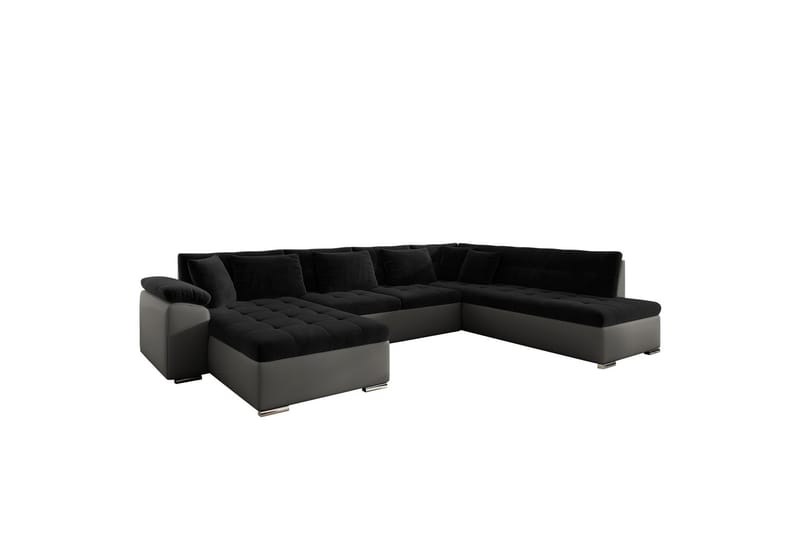 Dynir Sofa med Chaiselong og Divan 4-personers - Sort/Grå - Møbler - Sofaer - U Sofa