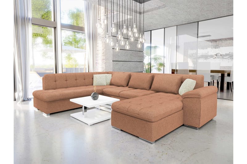 Dynir Sofa med Chaiselong og Divan 4-personers - Brun/Beige - Møbler - Sofaer - U Sofa