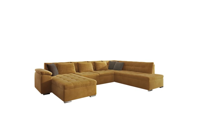 Dynir Sofa med Chaiselong og Divan 4-personers - Sennepsgul - Møbler - Sofaer - U Sofa