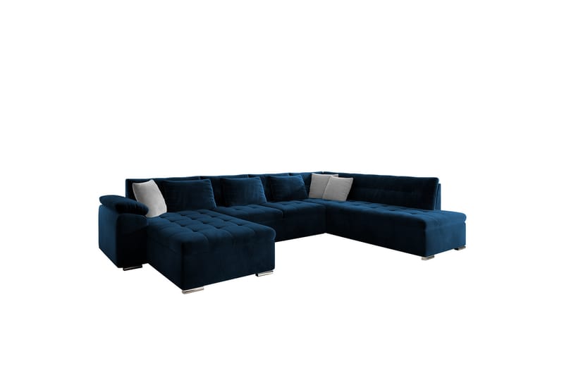 Dynir Sofa med Chaiselong og Divan 4-personers - Blå - Møbler - Sofaer - U Sofa