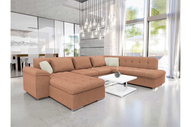 Dynir Sofa med Chaiselong og Divan 4-personers - Brun/Beige - Møbler - Sofaer - U Sofa