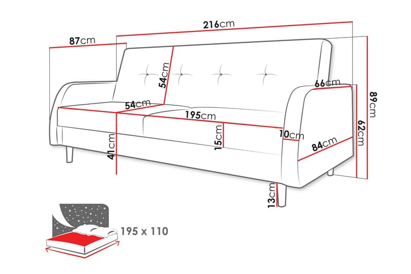 Emaan Sofa 3-seter - Grå - Møbler - Sofaer - 3 personers sofa