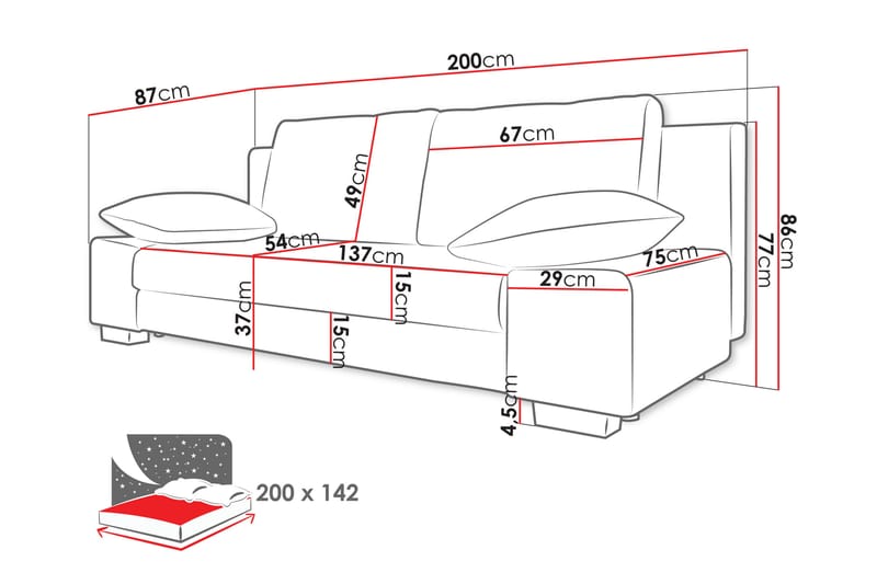 Encinosola Sofa 3-personers - Lys grå/Mørk grå - Møbler - Sofaer - 3 personers sofa