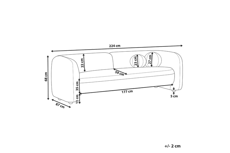 Fabion Sofa 3-personers - Taupe - Møbler - Sofaer - 3 personers sofa