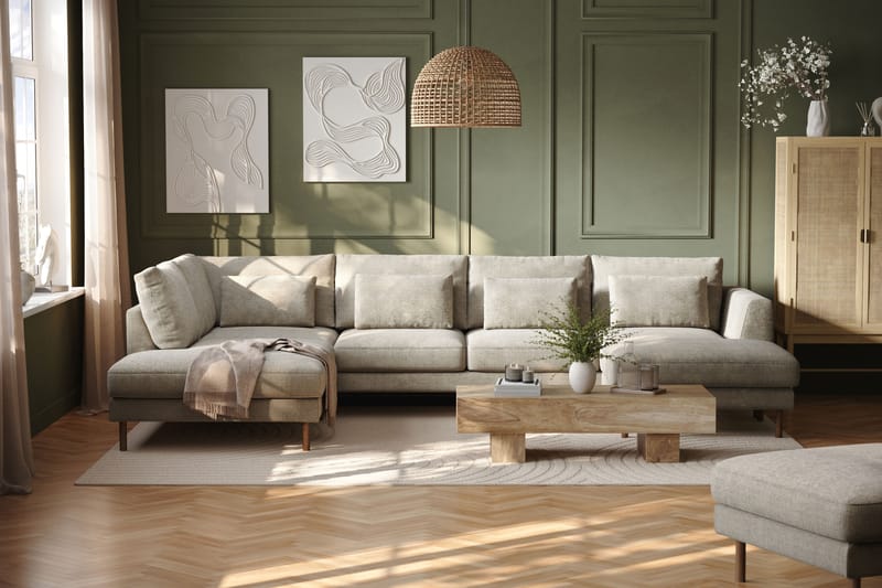 Florenz 4-personers U-Sofa med Divan Højre - Grå/Beige - Møbler - Sofaer - U Sofa