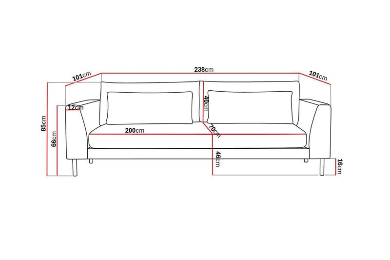 Florenz 4-personers Sofa Hel pude - Grå/Beige - Møbler - Sofaer - 4 personers sofa