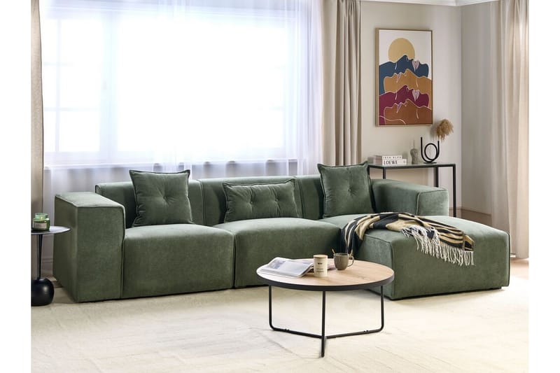 Floriana Hjørnesofa 3-personers - Grøn/Sort - Møbler - Sofaer - Hjørnesofa