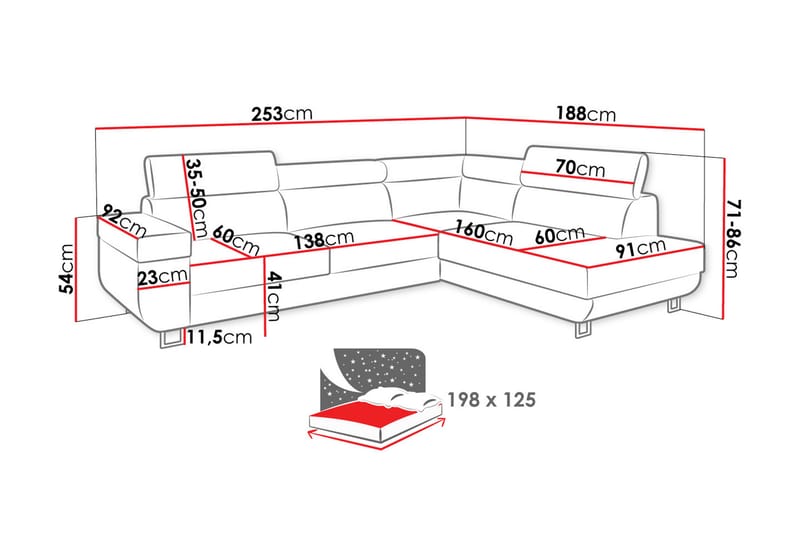 Fonti Sofa med Sjeselong 3-seter - Brun - Møbler - Sofaer - Sofa med chaiselong