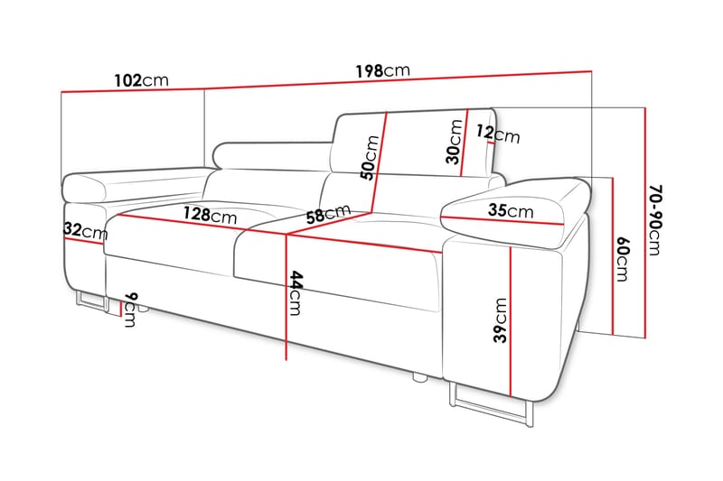 Gabina Sofa 2-personers - Sort/Grå - Møbler - Sofaer - 2 personers sofa