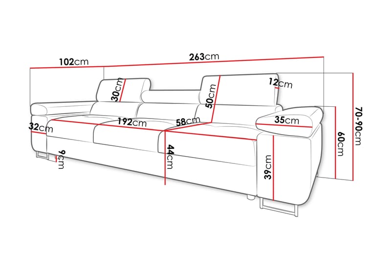 Gabina Sofa 3-personers - Orange - Møbler - Sofaer - 3 personers sofa