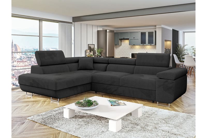 Gabina Sofa med Chaiselong 3-personers - Sort - Møbler - Sofaer - Sofa med chaiselong