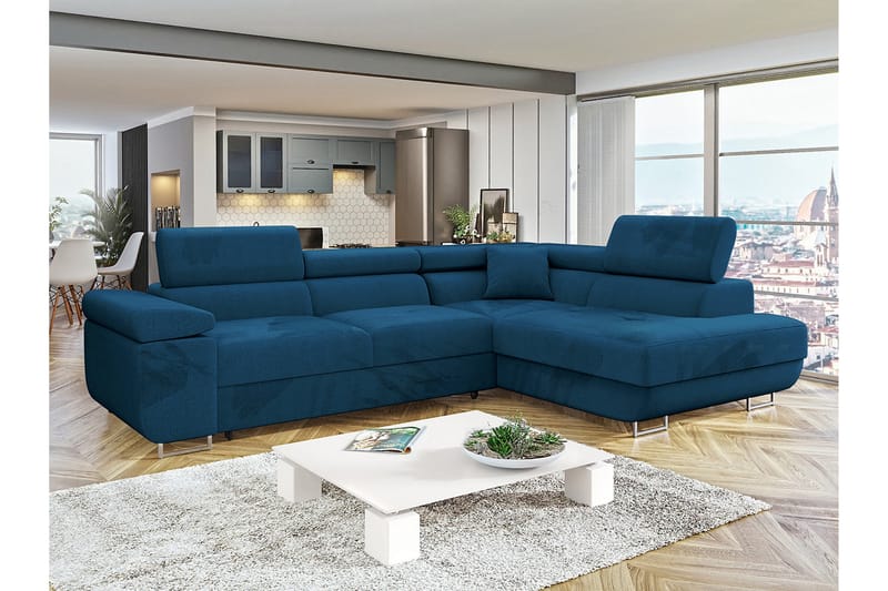 Gabina Sofa med Chaiselong 3-personers - Blå - Møbler - Sofaer - Sofa med chaiselong