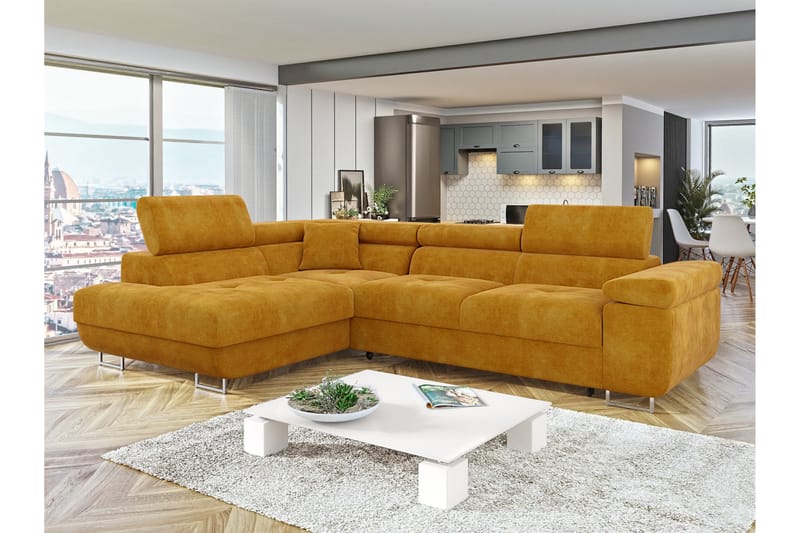 Gabina Sofa med Chaiselong 3-personers - Gul - Møbler - Sofaer - Sofa med chaiselong