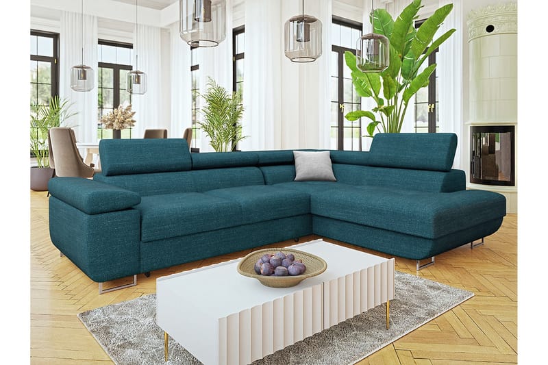 Gabina Sofa med Chaiselong 3-personers - Turkis/Grå - Møbler - Sofaer - Sofa med chaiselong