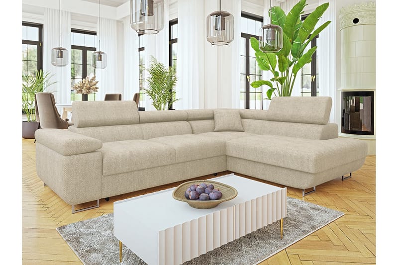 Gabina Sofa med Chaiselong 3-personers - Beige - Møbler - Sofaer - Sofa med chaiselong