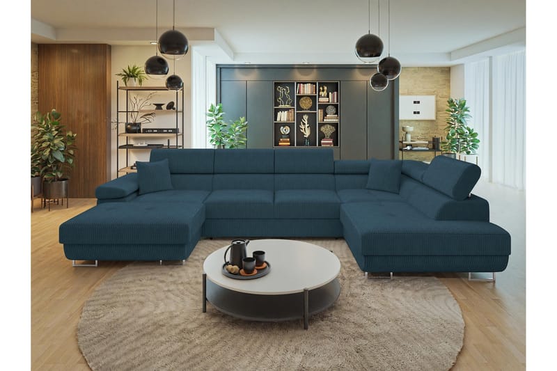 Gabina Sofa med Chaiselong og Divan 4-personers - Blå - Møbler - Sofaer - U Sofa