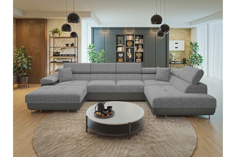 Gabina Sofa med Chaiselong og Divan 4-personers - Beige/Grå - Møbler - Sofaer - U Sofa