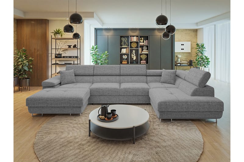 Gabina Sofa med Chaiselong og Divan 4-personers - Grå - Møbler - Sofaer - U Sofa